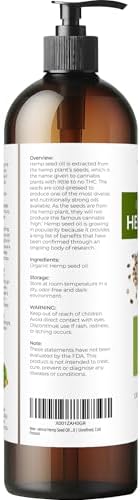 velona Hemp Seed Oil USDA Certified Organic - 8 Fl Oz | 100% Pure and Natural Carrier Oil | Unrefined, Cold Pressed | Hair, Body, Face & Skin Care