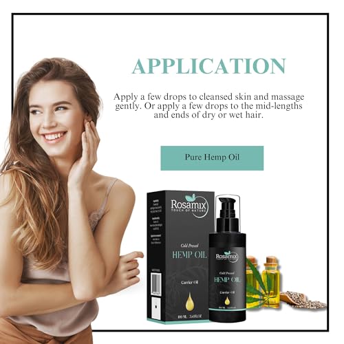 Rosamix COLD PRESSED HEMP OIL - For Skin Care, Hair Care, Scalp Massage, Body Massage, Hair Products, Cosmetics & Soap