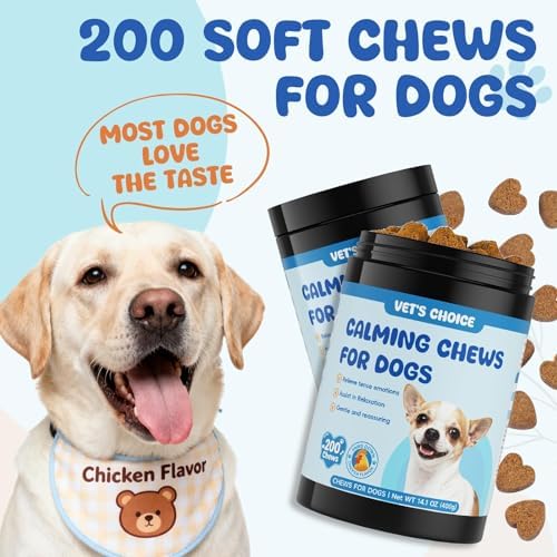 Advanced Calming Chews for Dogs with L-Theanine & Melatonin - 200 Count for Anxiety & Stress Relief | Enhanced with Tryptophan, Chamomile & Passionflower | Separation, Thunder, Fireworks Support